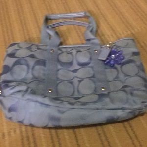 Blue coach purse and matching wallet